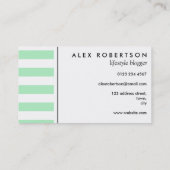 Tadelloses Grünes und Weiß stripes Visitenkarte (Rückseite)