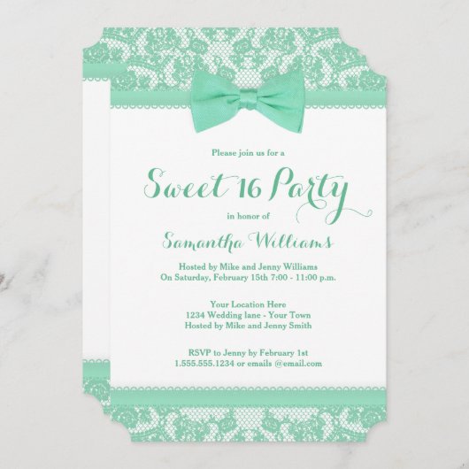 Tadelloses grünes und weißes Party des Einladung (Vorne/Hinten)