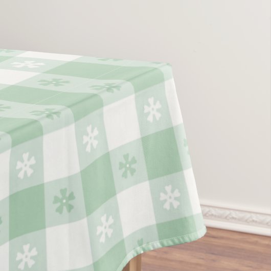 tadelloses Grünes, weiß, Gingham, mit Blumen, Tischdecke (Beispiel)