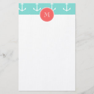 Tadelloses grünes weißes Anker-Muster, Briefpapier