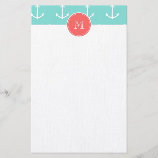 Tadelloses grünes weißes Anker-Muster, Briefpapier (Vorderseite)