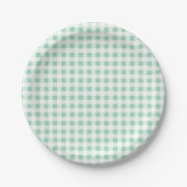 Tadelloses grünes weißes Gingham PatternMint Grün Pappteller (Vorderseite)