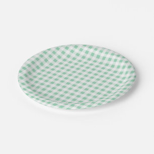 Tadelloses grünes weißes Gingham PatternMint Grün Pappteller