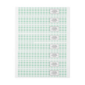 Tadelloses grünes weißes Gingham PatternMint Grün Rundum-Adressaufkleber (Bogen)