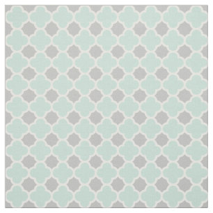 Tadelloses grünes weißes graues Quatrefoil Muste Stoff