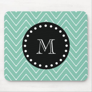 Tadelloses grünes Zickzack schwarzes Monogramm de Mousepad