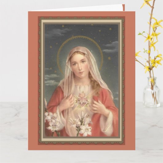 Tadelloses Herz 0034 der Jungfrau-Mary-Gruß-Karte Karte (Gelbe Blume)