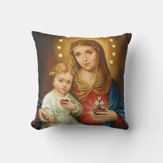 Tadelloses Herz Mary mit Baby Jesus Kissen (Vorderseite)