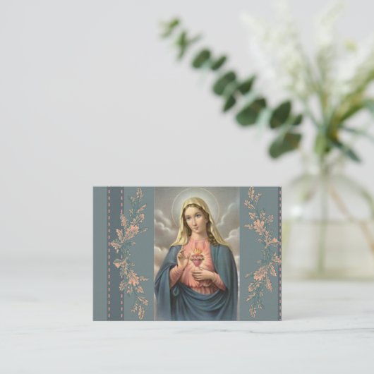 Tadelloses Herz von Gebet Marys Memorare Visitenkarte (Stehend Vorderseite)