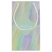 Tadelloses Lavendel-Gelb-Monogramm Kleine Geschenktüte (Rückseite)