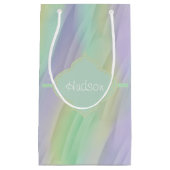 Tadelloses Lavendel-Gelb-Monogramm Kleine Geschenktüte (Vorderseite)