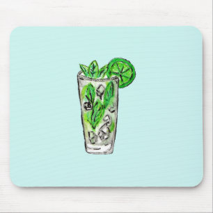 Tadelloses Mojito im Sommer-Aquarell-Cocktail Mousepad