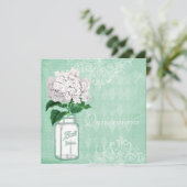 Tadelloses Shabby Chic-Maurer-Glas u. Hydrangea Einladung (Stehend Vorderseite)