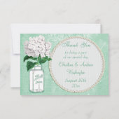 Tadelloses Shabby Chicglas u. Hydrangea danken Dankeskarte (Rückseite)