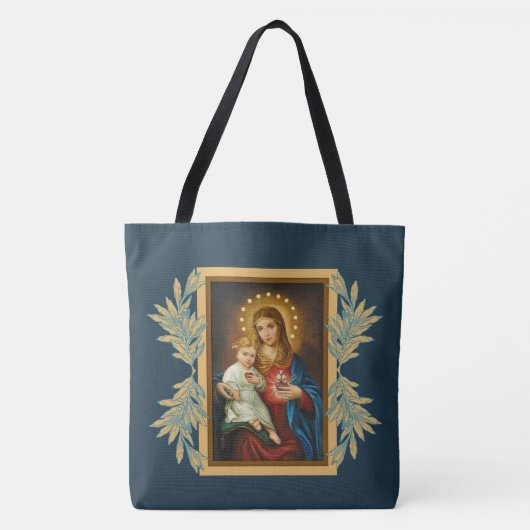 Tadelloses u. trauriges Herz-Mary-Baby Jesus Tasche (Vorderseite)