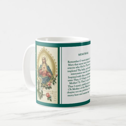 Tadelloses und trauriges Herz-Jungfrau-Mary-Gebet Kaffeetasse (Vorderseite Links)