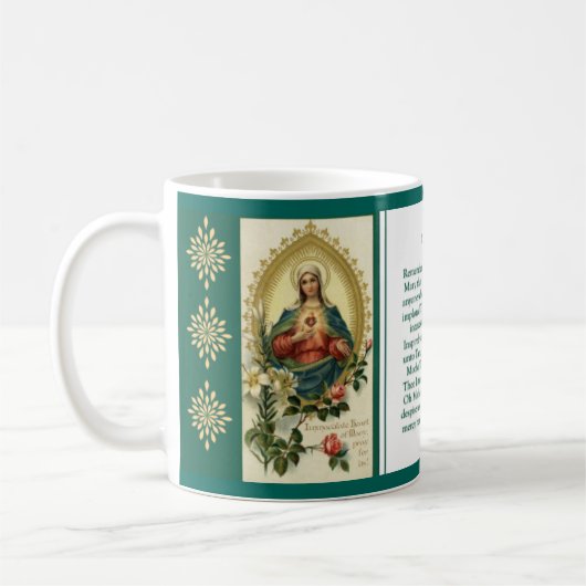 Tadelloses und trauriges Herz-Jungfrau-Mary-Gebet Kaffeetasse (Links)