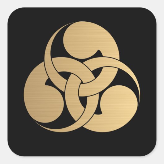 Tadpole Mon Japanischer Samurai-Clan gebürstetes G Quadratischer Aufkleber (Vorderseite)