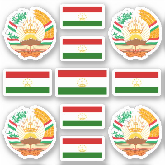 tadschikische Staatssymbole / Wappen und Flagge Aufkleber (Vorderseite)