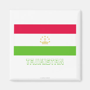 Tadschikistan-Flagge mit Namen Magnet