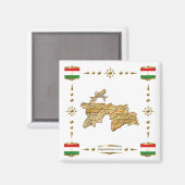 Tadschikistan Karte + Flaggen Magnet (Vorderseite/Rückseite)