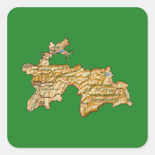Tadschikistan Kartenaufkleber Quadratischer Aufkleber