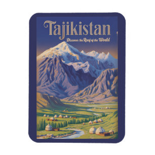 Tadschikistan Landschaft Illustration Reise Kunst Magnet