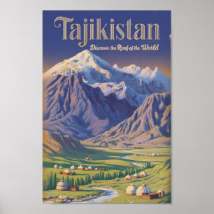 Tadschikistan Landschaft Illustration Reise Kunst  Poster