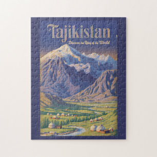 Tadschikistan Landschaft Illustration Reise Kunst Puzzle