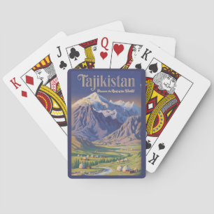 Tadschikistan Landschaft Illustration Reise Kunst Spielkarten