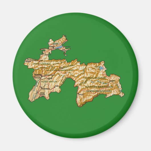 Tadschikistan Map Magnet (Vorne)