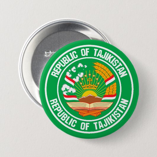 Tadschikistan Runde Emblem Button (Vorne & Hinten)