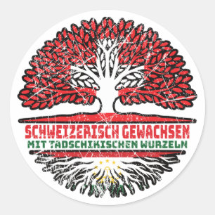 Tadschikistan Tadschikisch Schweizer Schweiz Baum Runder Aufkleber