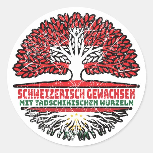 Tadschikistan Tadschikisch Schweizer Schweiz Baum Runder Aufkleber (Vorderseite)
