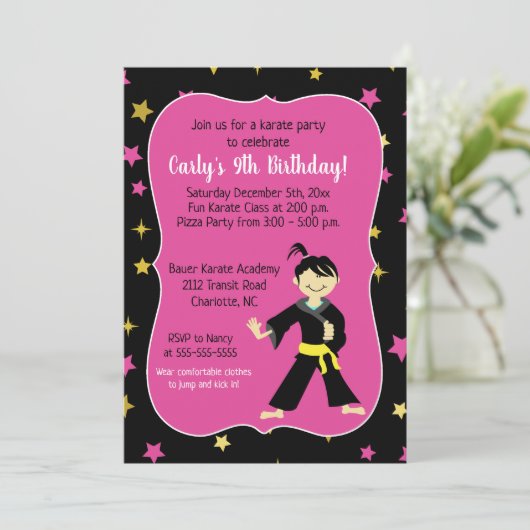 Tae Kwon Do Birthday Einladungen (Stehend Vorderseite)
