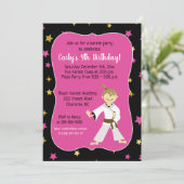 Tae Kwon Do Birthday Einladungen Brown Belt Girl (Stehend Vorderseite)