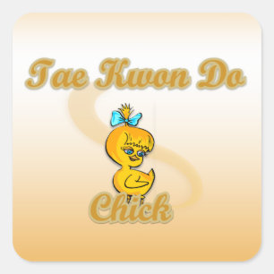 Tae Kwon Do Chick Quadratischer Aufkleber