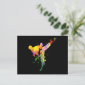 Tae Kwon Do Karate Silhouette für Mädchen Postkarte (Stehend Vorderseite)