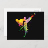 Tae Kwon Do Karate Silhouette für Mädchen Postkarte (Vorne/Hinten)