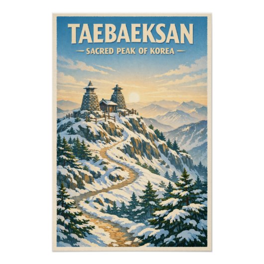 Taebaeksan-Berg, Südkorea, in einem klassischen Poster (Vorderseite)