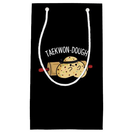 Taekwon-Dough Funny Baking Pun Dark BG Kleine Geschenktüte (Vorderseite)