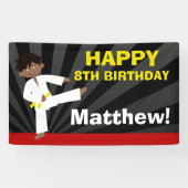 Taekwondo-Afroamerikaner-Gelb-Gurt-Geburtstag Banner (Horizontal)