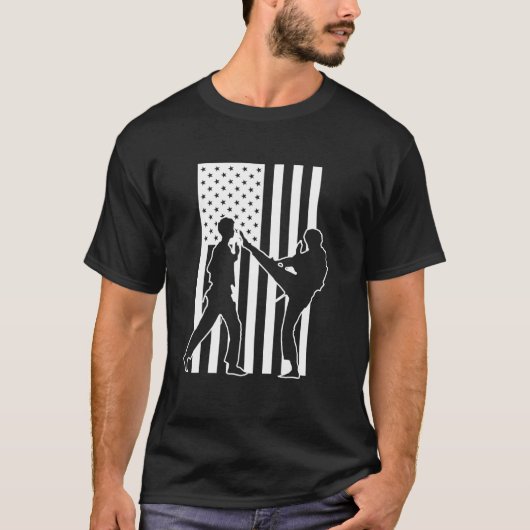 Taekwondo American Flag Martial Arts T-Shirt (Vorderseite)