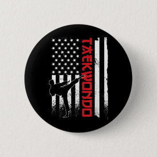 Taekwondo Amerikanische Flagge Taekwondo Kämpfer U Button