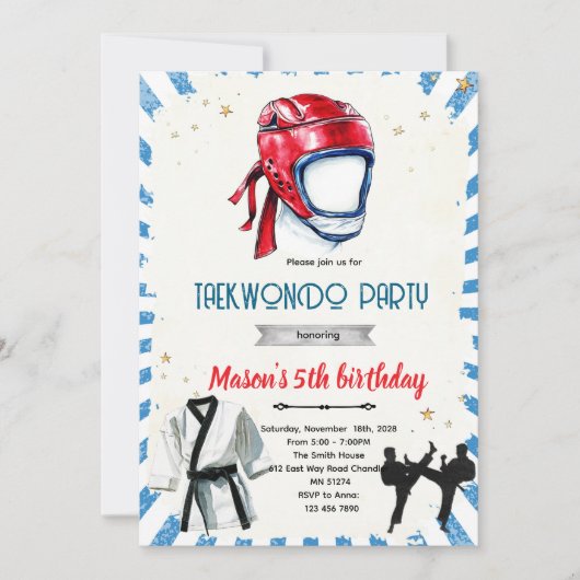 Taekwondo birthday party invitation einladung (Vorderseite)