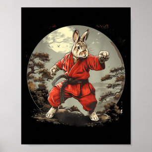 Taekwondo Bunny Rabbit Kickboxen Jiu-Jitsu Kung Poster