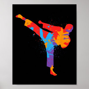 Taekwondo Bunte Kampfsportarten Kinder Männer Jung Poster