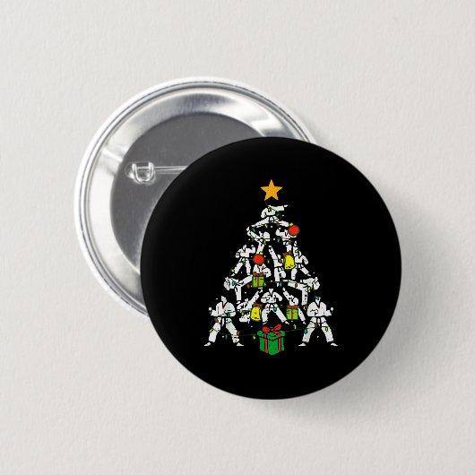Taekwondo Christmas Tree Xmas Martial Arts Karate Button (Vorne & Hinten)