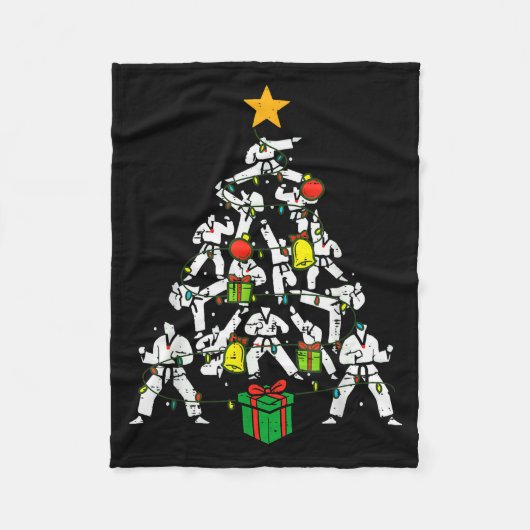 Taekwondo Christmas Tree Xmas Martial Arts Karate Fleecedecke (Vorderseite)