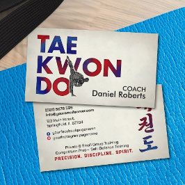 Taekwondo Coach - Hangul Symbol und Hoher Kick Visitenkarte